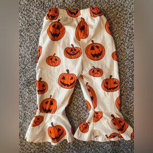 Pumpkin Print Halloween bell bottom leggings